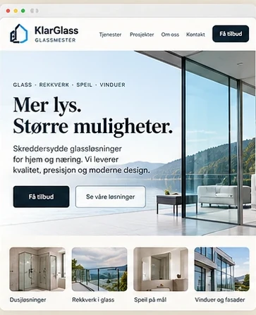 Mal for hjemmeside for glassmester