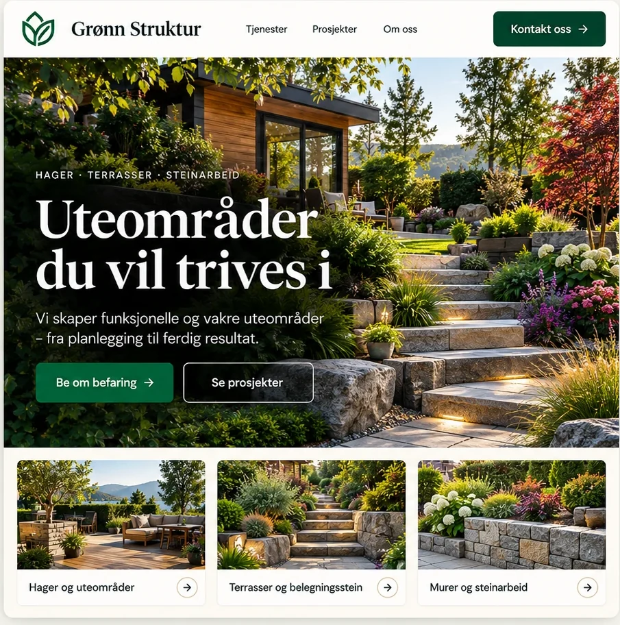 Mal for hjemmeside for anleggsgartner