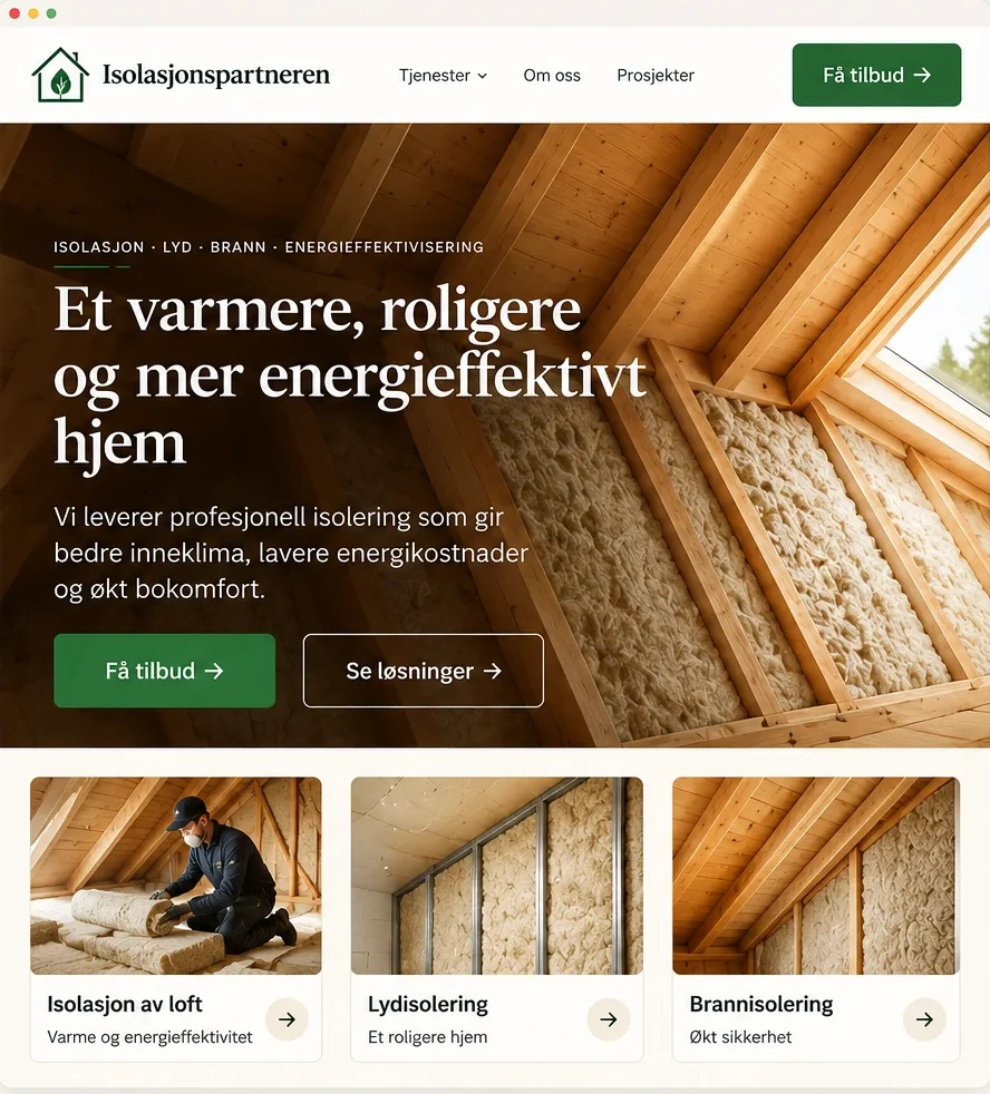 Mal for hjemmeside for isolatør