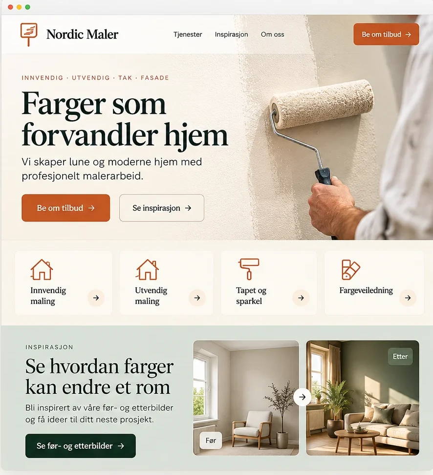 Mal for hjemmeside for maler